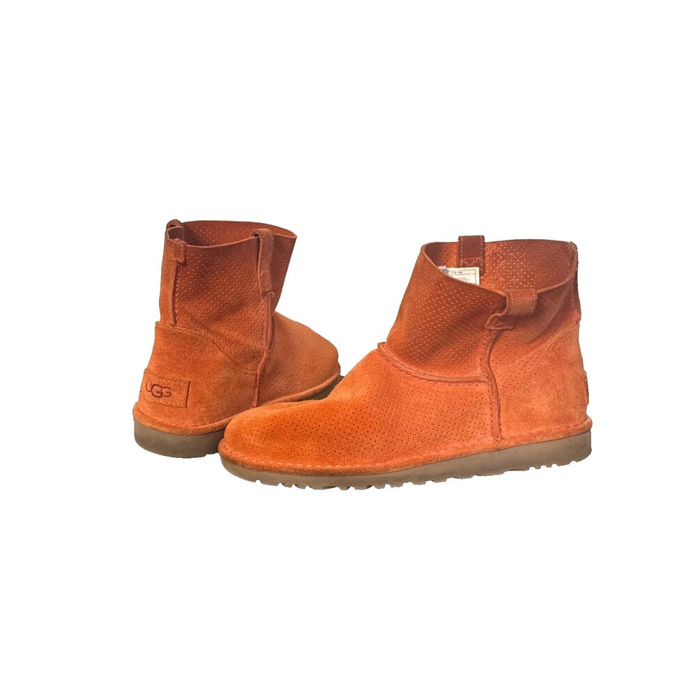 UGG Classic Unlined Mini Perf Orange Suede Boots Fall Halloween Womens 9